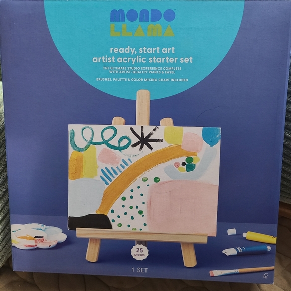 mondo llama Toys Mondo Llama Artist Acrylic Starter Set Brushes Palette Color Mixing Chart